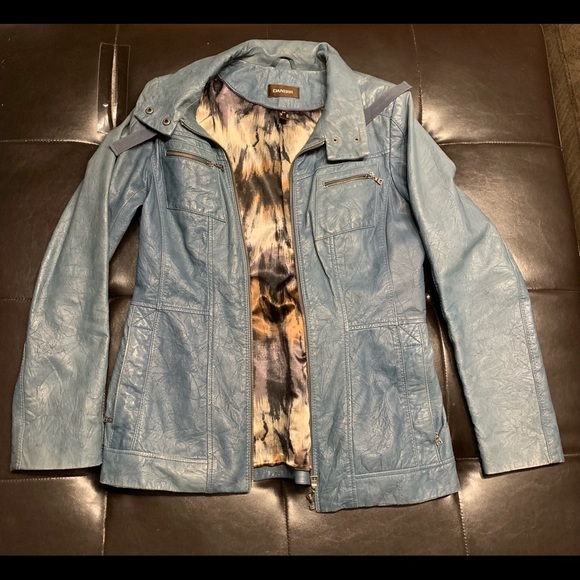 Blue women’s danier leather jacket - Picture 1 of 3